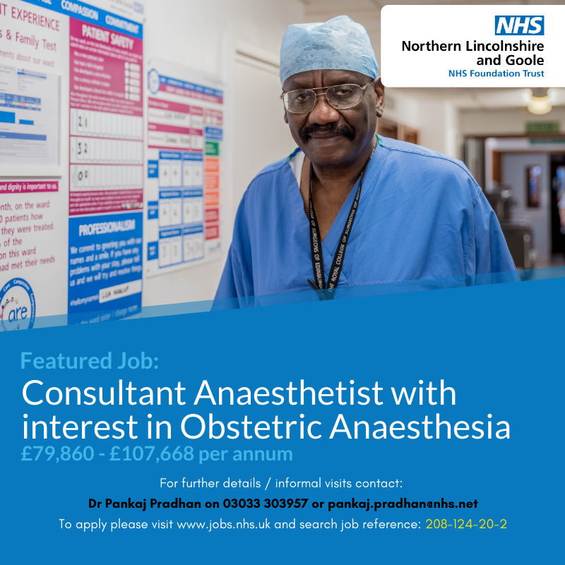 NLaGCareers's tweet photo. We are looking to appoint a Consultant Anaesthetist with an interest in obstetric anaesthesia. Excellent recruitment package available. https://t.co/5nYcKTxpNC https://t.co/zpedEkaNLw