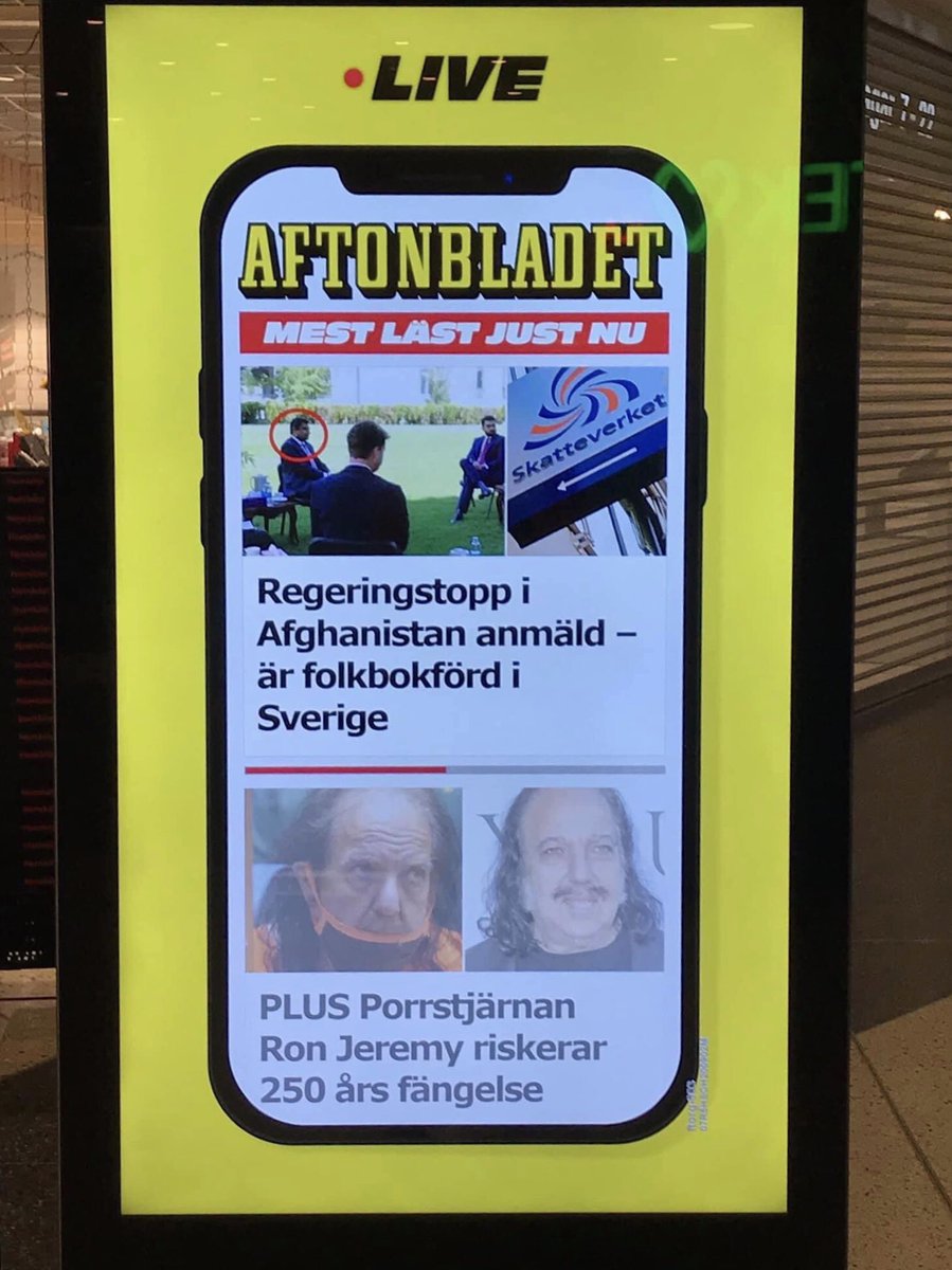 News of Dr Fazly’s alleged fraud is now on the screens in the supermarkets and train stations here in Sweden as ”Most Read Right Now”. (2nd is about a porn star)According to Kabul based  @Etilaatroz, he draws a monthly salary of about $5,200 as chief advisor to President Ghani.