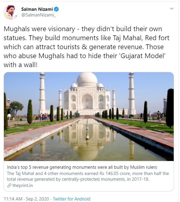 Hey, Madarsachaap Nizami and  @ThePrintIndia let us get your facts straight today. First, the monuments you mentioned in the news weren't built by your Mughal ancestors, but were rasied on the destroyed Hindu monuments by your ancestors. So, you score "0" here...Next....(1/8)  https://twitter.com/SalmanNizami_/status/1301033221769973760