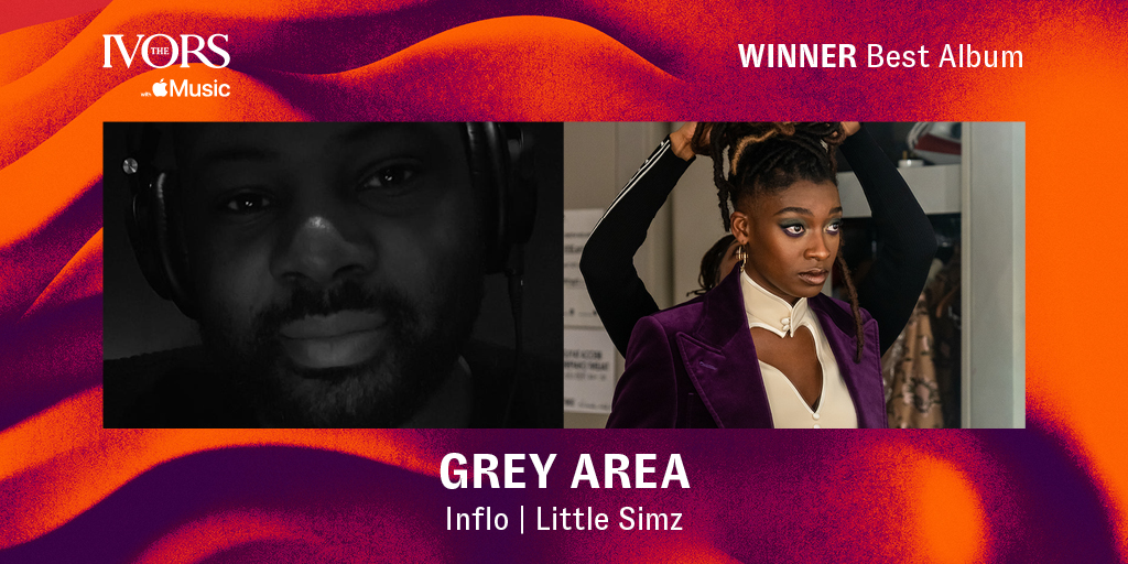 IvorsAcademy's tweet photo. #TheIvors 2020 winner for BEST ALBUM 💿🎶

Grey Area by Inflo and @littlesimz 
Published by @UMusicPub_UK

Listen on @AppleMusic https://t.co/oRgEU1CZGs https://t.co/vvlieTcbaj