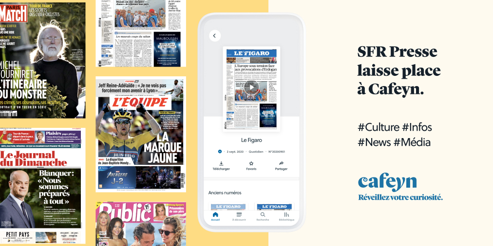 sfrpresse's tweet photo. ⚠️ Il est temps pour nous de vous dire au revoir... Mais pas d'inquiétude ! @cafeyn_fr prend le relai. ☀️
Suivez la page pour ne rater aucune infos de vos magazines préférés ➡️ @cafeyn_fr 

#SFRPresse laisse place à #Cafeyn https://t.co/WqBH76p8a4