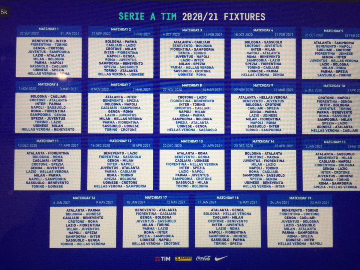 #SerieA Draw 2020-21
First up #MilanBologna
