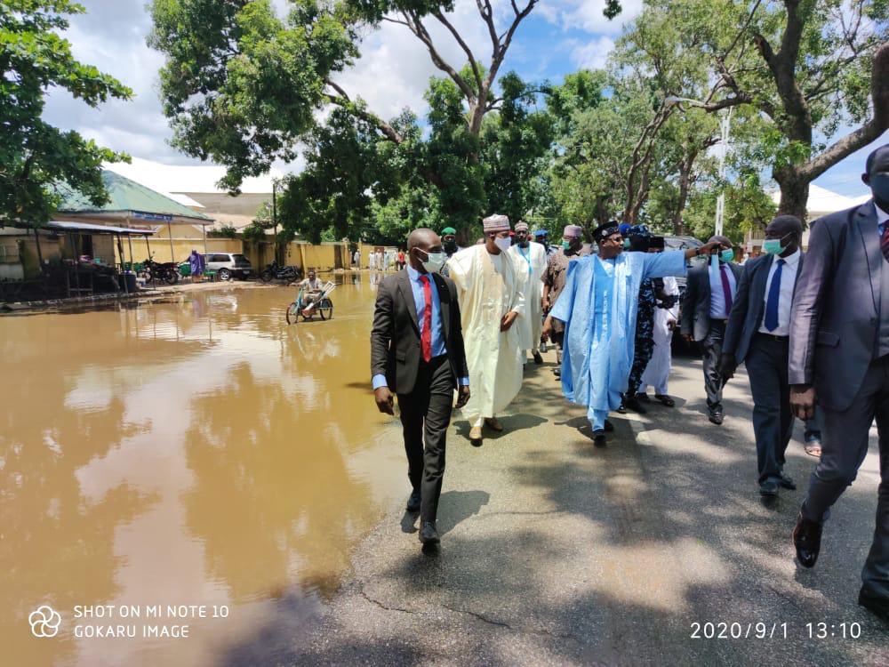 I stopped to inspect the case of flooding at Adamu Jumba Road in Bauchi metropolis. Following this, I have instructed the Hon. Commissioner of Works and Transport to see to an immediate construction of a culvert in the area.