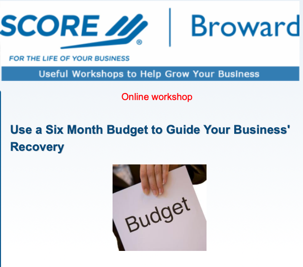 BrowardSCORE's tweet photo. Score Broward is committed to providing the necessary tools to help your WIN! There is still time to sign up for our upcoming hands-on workshop on building a six-month budget to set you up for long term success. Click this link to register! https://t.co/YC0Co2dmze https://t.co/EUdPAA6DTt