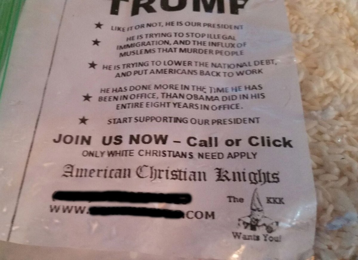 If  @realDonaldTrump isn't a white supremacist, why does the KKK use his name on their recruitment flyers?