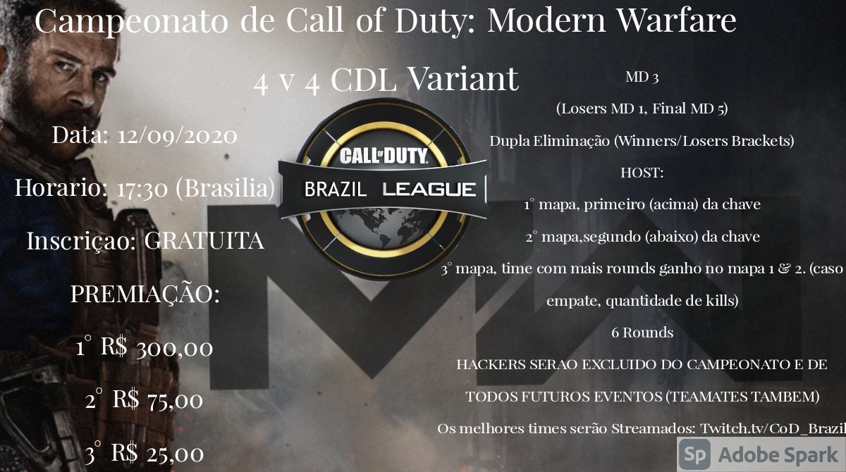 Bom dia galera.
    Como os nossos 2 primeiros torneios foram no Xbox, e tivemos muita demanda e pedidos da comunidade da PSN, para incluir-los nos nossos eventos estaremos realizando um campeonato de Modern Warfare, aonde atraves do cross-play reuniremos a galera. BG!!