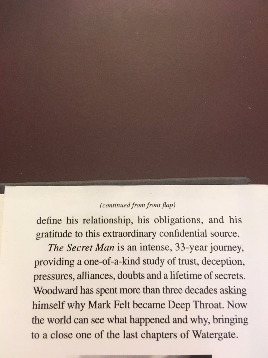 Suggestion for September 2 ... The Secret Man: The Story of Watergate’s Deep Throat (2005) by Bob Woodward.