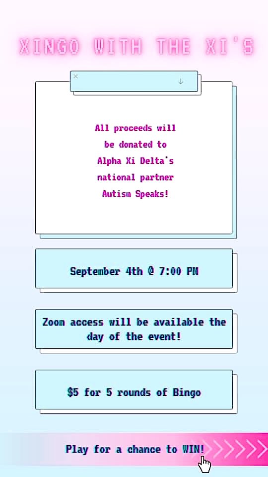 Be sure to come out to Xingo with the Xi’s! 🦋 all proceeds go to Autism Speaks! link can be found here: linktr.ee/alphaxideltagmu