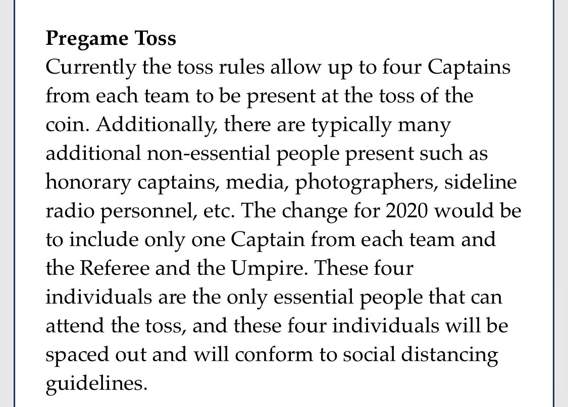 bradyklain's tweet image. Here are some of the new COVID-19 guidelines that the @NFFNetwork has put in place this morning for the upcoming College Football season.