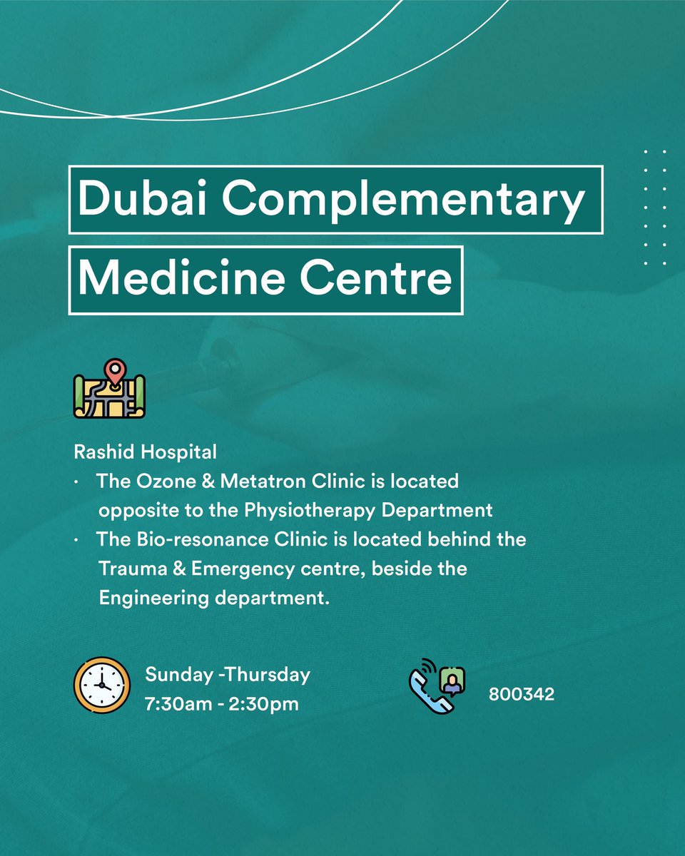 DHA_Dubai's tweet photo. Know more about Dubai Complementary Medicine Centre
#DHAservices https://t.co/ZLuHxJOSgJ