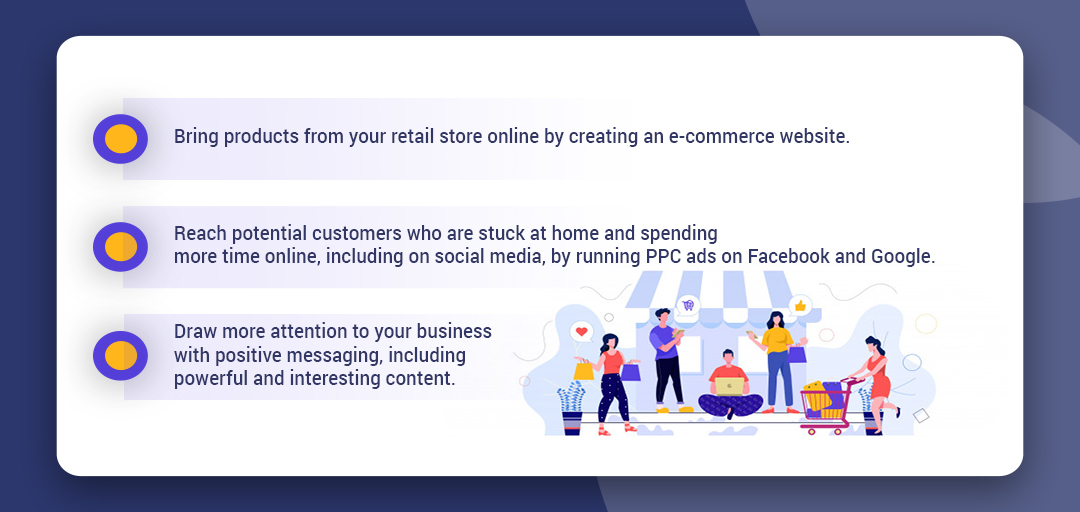 #digitalmarketing #FixYourWebsiteIssues
#ecommercewebsite #seostrategy
The Internet isn't quarantined for quarantined consumers. Now's the time to revamp your business's digital marketing strategy in order to survive and thrive during COVID-19
Our experts suggest that you should: