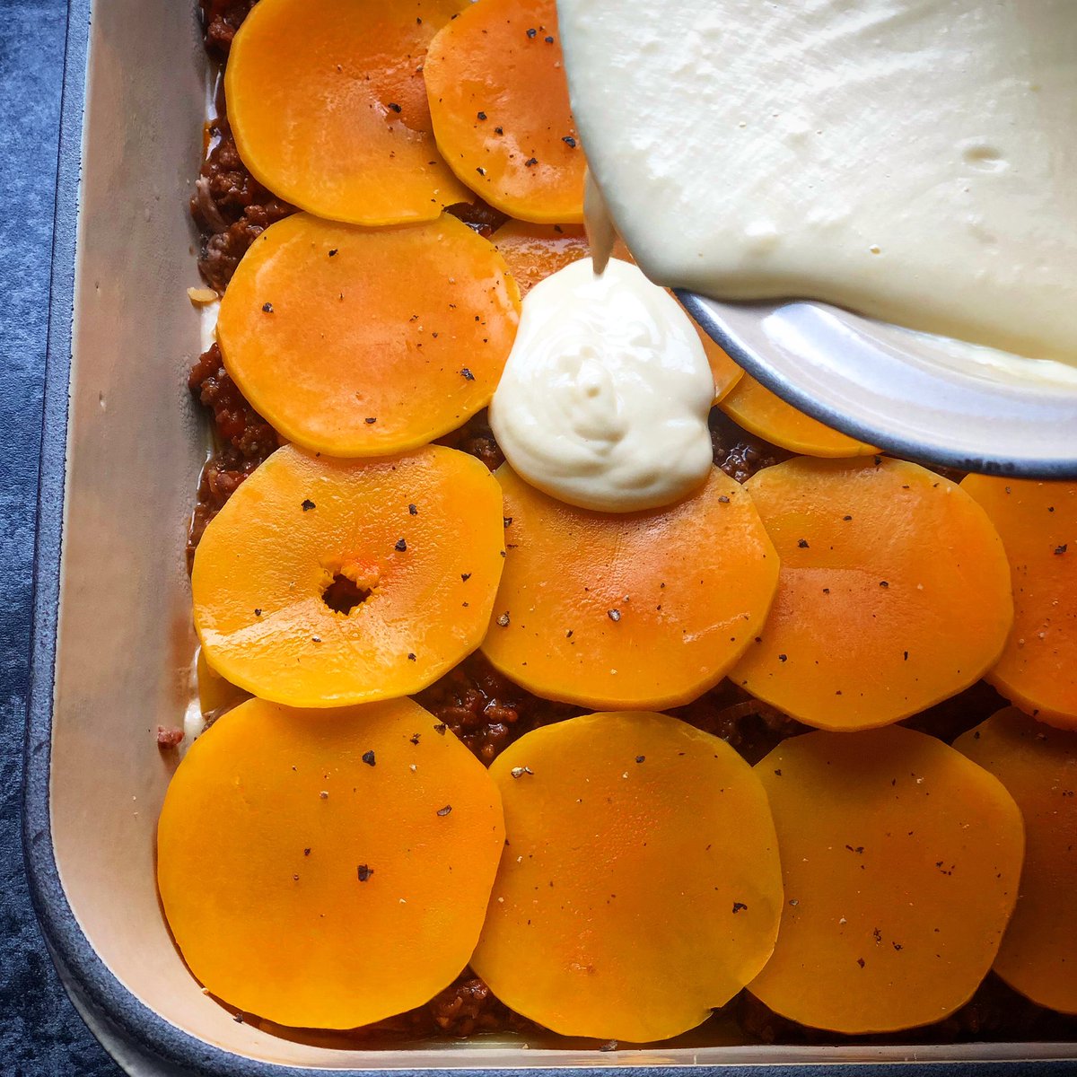 zola_nene's tweet image. BUTTERNUT “LASAGNE” BAKE 
.
It’s basically lasagne, just using butternut instead of pasta sheets 😊... had to get started on dinner super early coz loadshedding (again) 🙄 So I’ll be eating this by candlelight in a couple of ours time 🙃
.
#zolanene #butternut #bake #dinner