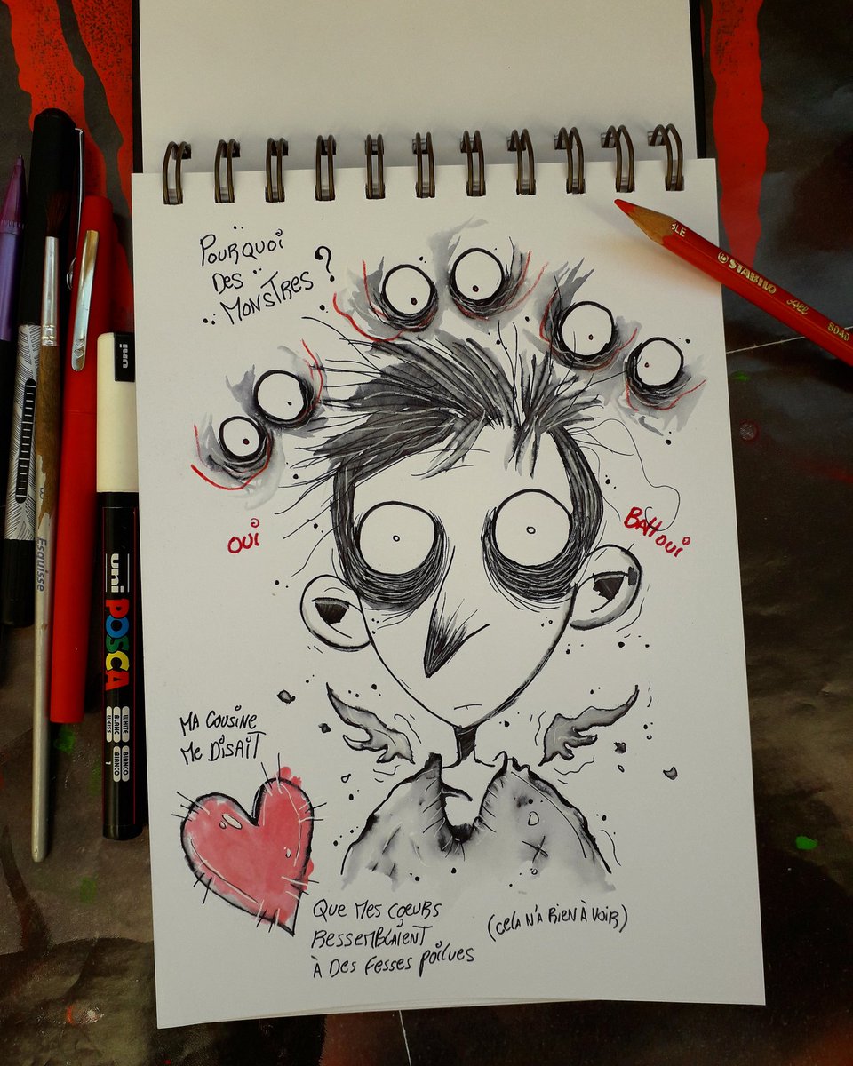ToilesDeVenom's tweet photo. Ma copine m'a récemment offert un magnifique carnet à dessin. Pour éviter de le farcir de croquis inutiles et moches, j'ai décidé de le remplir avec des morceaux de vie dans un style très scolaire, différent, autobiographique. J'espère que ce bric-à-brac sera plaisant à suivre : https://t.co/NmOg31GBQZ
