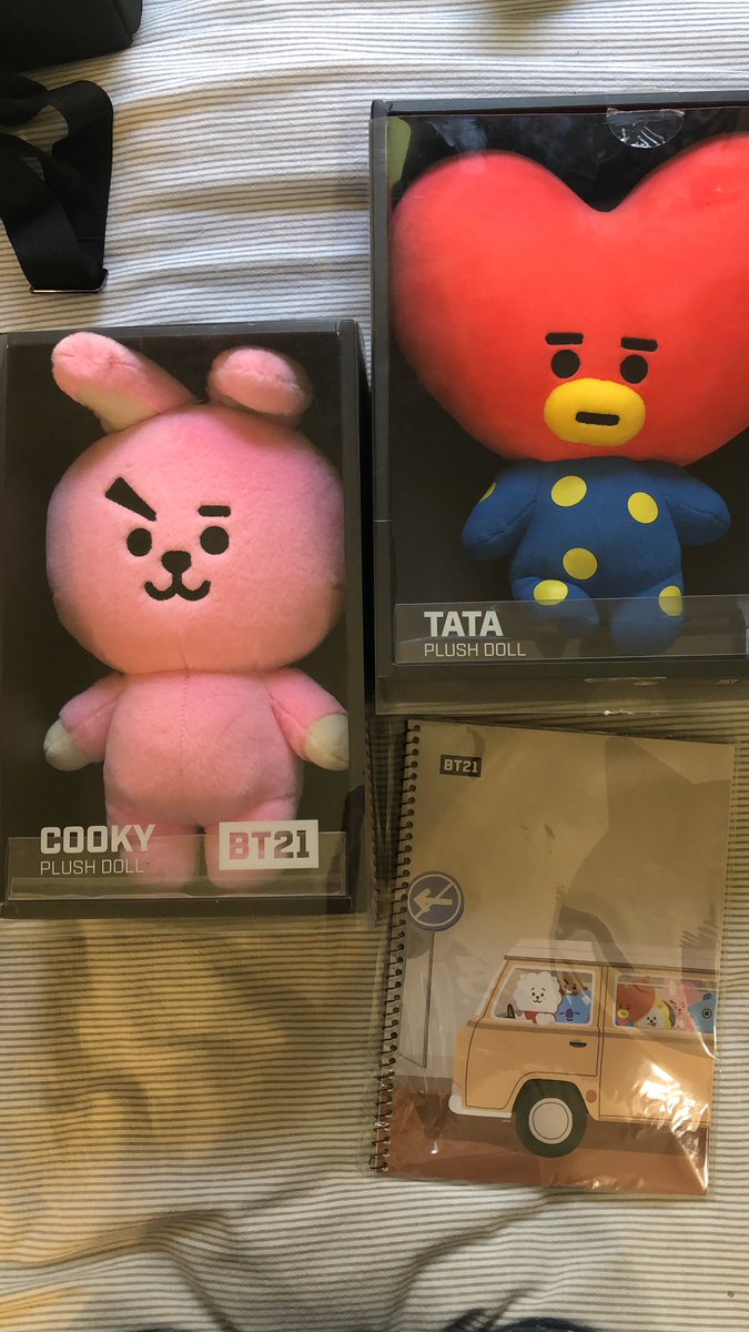 tata & cooky bt21 plushes! like new! $10 each, if you buy both i’ll throw in this brand new BT21 notebook 