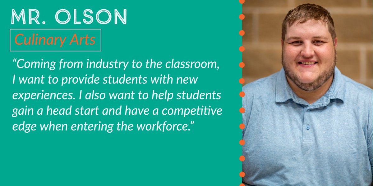 SRTCMonett's tweet image. Join us as we welcome Mr. Olson, our new Culinary Arts instructor! We can&apos;t wait to taste what his class whips up! #scotttech #studentsatwork