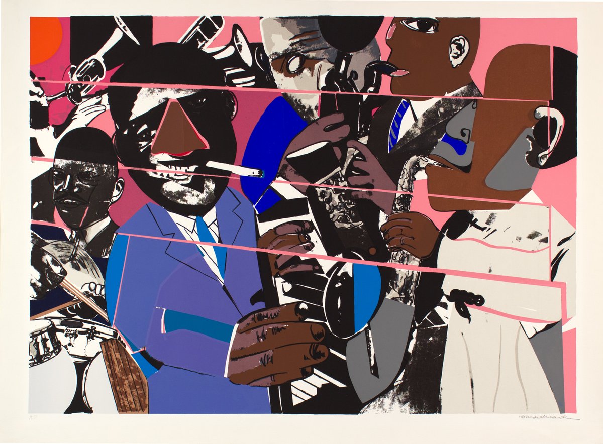 JeraldMelberg's tweet photo. Today is #RomareBearden’s birthday. He has been acclaimed as perhaps the premier #AfricanAmerican artist of our time. A master collagist and storyteller who revolutionized narrative art.  We thought this image of a jazz band was most appropriate to help celebrate.

-Jerald https://t.co/gel8jmucFB