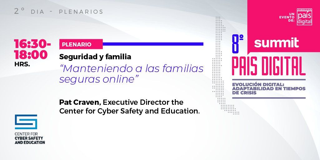 iamcybersafe's tweet photo. Nos vemos esta tarde para hablar sobre el acceso al internet y los riesgos que esto presenta para las familias. Registrate para el #SummitFPD2020: https://t.co/Hcd7Kb1SGI  #ciberseguridad @isc2cl https://t.co/H2fuCyZb8A