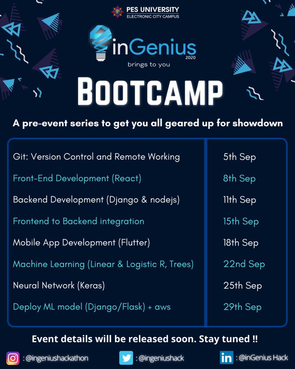 ingeniushack's tweet image. Presenting the inGenius Prep Series! Curated discussions on all the tech you need to #getsethack

Starting September 5th, there&apos;ll be a ton of webinars on major tech tools for you to enhance your knowledge.

Join us, as we train you for the tech battle ahead! 

#getsetprep