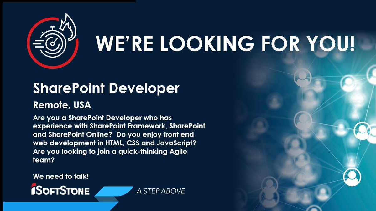 iSoftStone's tweet image. Here is our Hot Job of the week! We are looking to add a SharePoint Developer to our team internally. This is a remote position where you can work from anywhere in the USA. Does this interest you? info@isoftstone.com
#hotjobs #remotejobs #sharepointdeveloper #sharepoint