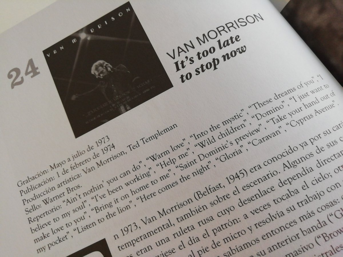 TitoLesende's tweet photo. (3/3)
Tres meses después, @VanMorrison disolvería la #CaledoniaSoulOrchestra y por eso #ItsTooLateToStopNow es un documento imprescindible: uno de “Los 100 mejores discos de rock en directo” (Ed. @revista_efeeme).
Más información: https://t.co/tFYnHl7ad1 https://t.co/mi6a5mq10y