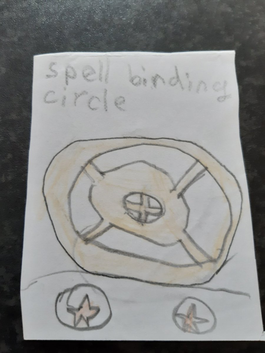 Day 26: Our card today is the "Spellbinding Circle". The mind of a child is a strange thing. Clearly this has no resemblance to the actual card apart from being a circle. It looks more like Eddy's beyblade so maybe I'd have drawn it right if I had tried to draw the beyblade.
