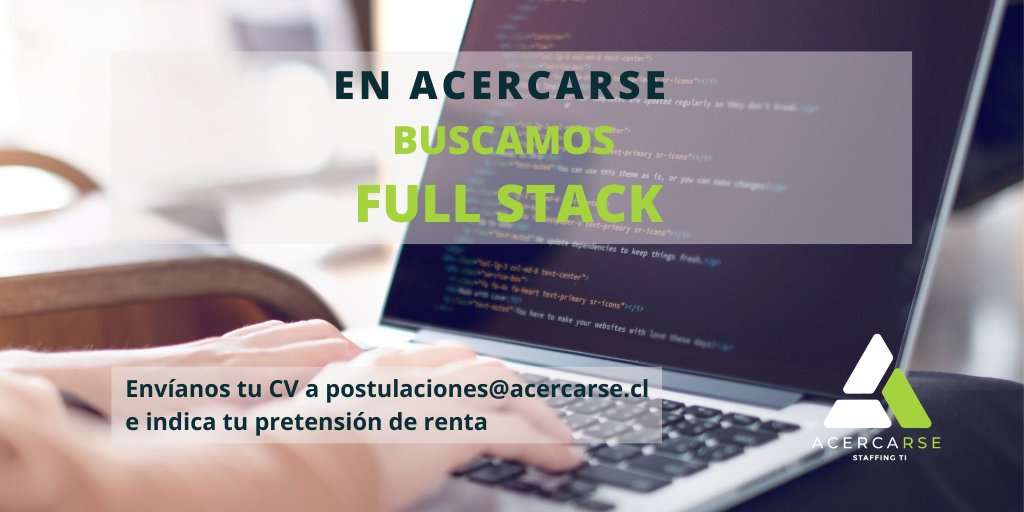 Acerca_RSE_TI's tweet image. 📢#OfertaDeEmpleo
Busamos #FullStackDevJS para incorporarse a nuestro equipo.
🔷REQUISITOS: #Restservices #React #redux #Vue #Angular #Flutter #javascript #Node JS #Docker #AzureSQL #MongoDB #Redis #Kibana F#
✉️Envía tu CV a postulaciones@acercarse.cl
¡TE ESPERAMOS! 🤗