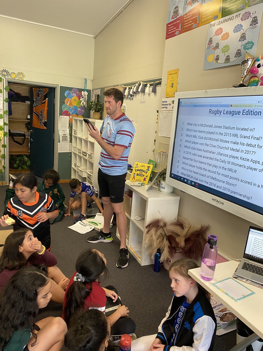 Footy Colours Day @BlairmountPS supporting the fight against cancer. It was a fun day filled with students and staff wearing their colours, teachers vs year 6 in Footy and some fun footy trivia. #footycoloursday @Clapturn <a href="/Kazegraham/">Karen Graham</a>