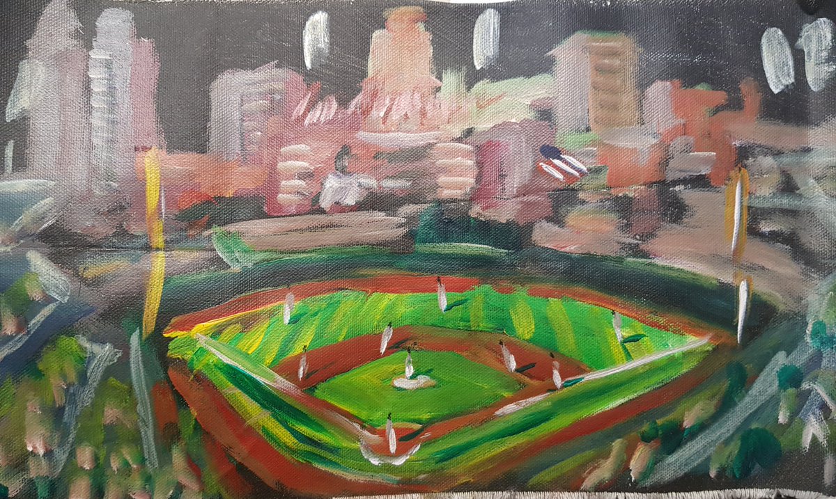 19/09/02MLB Ballpark 20/30 Progressive FieldA night enjoying the game and making small studies of Progressive Field and the downtown skyline.  @Indians vs  @WhiteSox  #OurTribe    @hoynsie  @ZackMeisel  @JHernandezz44  @ShaneBieber19  @LinoDeShields #MLB  #DiamondsOnCanvas  #AndyBrown