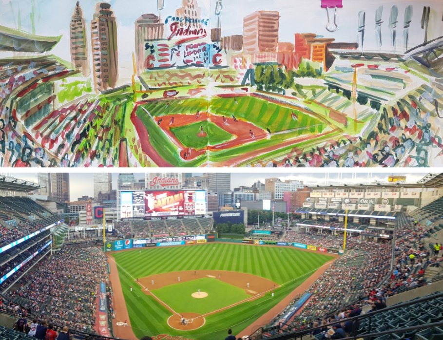 19/09/02MLB Ballpark 20/30 Progressive FieldA night enjoying the game and making small studies of Progressive Field and the downtown skyline.  @Indians vs  @WhiteSox  #OurTribe    @hoynsie  @ZackMeisel  @JHernandezz44  @ShaneBieber19  @LinoDeShields #MLB  #DiamondsOnCanvas  #AndyBrown