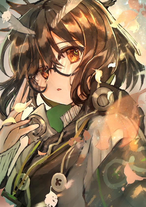 silence (arknights) 1girl solo brown hair glasses looking at viewer upper body short hair  illustration images