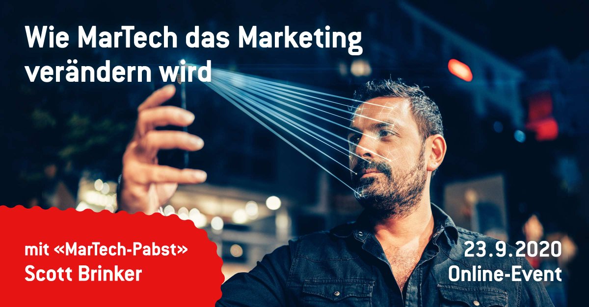 Sichere dir jetzt Dein kostenloses Jubiläumsticket zum Swiss CRM Forum 2020, welches ausnahmsweise online stattfindet. Im Live Stream sprechen wir am 23.9.2020 unter anderem mit dem «MarTech-Pabst» Scott Brinker aus den USA. Er zeigt uns, wie MarTech das Marketing verändern wird.