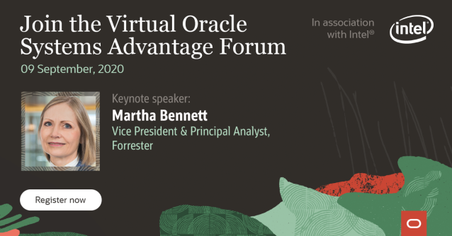 JaroslavMalina's tweet image. What does the #NextNormal look like? Join guest speaker @martha_bennett at the virtual #OracleSystemAdvantage Forum to get an analyst’s insight on the importance of a solid #infrastructure as well as to #datamanagement and #analytics capabilities. bit.ly/32VeE2e