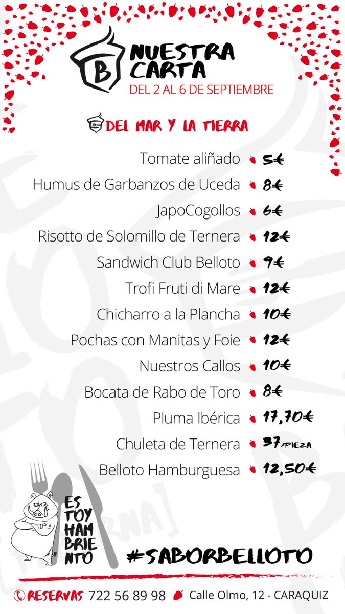 BellotoTaberna's tweet photo. Como todas las semanas, el miércoles cambiamos carta.
Qué te apetece probar??
#SaborBelloto
#Veranea
#Caraquiz https://t.co/fOlmoy7HjM