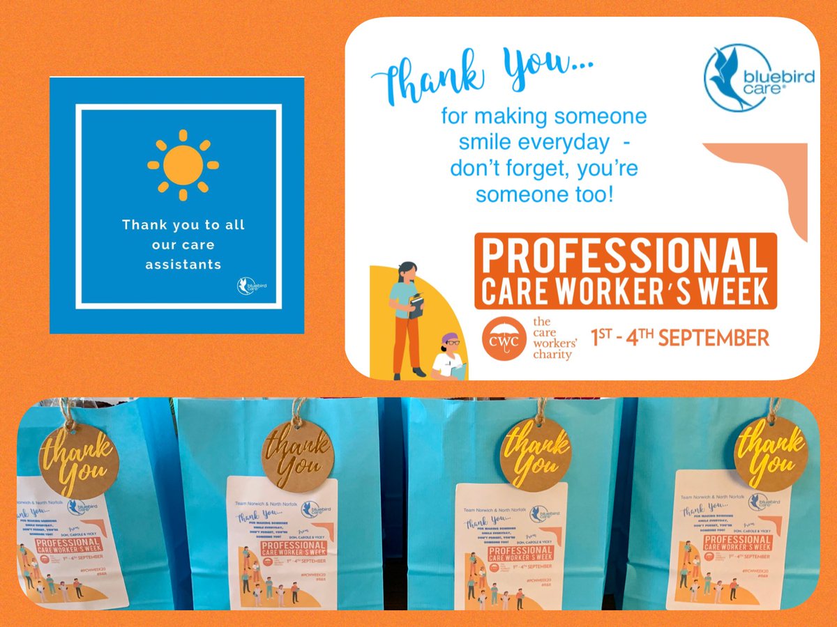 BluebirdNorwich's tweet photo. ๐๐Itโs Professional Care Workerโs Week 2020 ! ๐๐
To say โThank Youโto our professional team we are giving out โCare Packsโ of treats to dip into during their busy days. We are so proud of their wonderful commitment and dedication.
#PCWWeek2020
#RandR #bluebirdcare
#care https://t.co/sxtWSTO4ZT