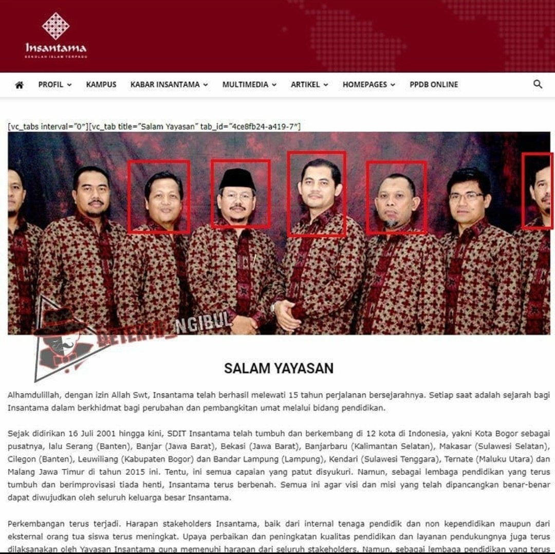 Bagian #1
Yayasan Insantama adlh Sekolah Islam Terpadu (SIT) yg didirkan sejak 16 Juli 2001 &amp; berpusat di Bogor, Jawa Barat. Saat ini, Yayasan Insantama diketuai oleh Mantan Juru Bicara HTI, Ismail Yusanto &amp; bbrp jajaran pengurus inti dari yysn tersebut merupakan anggta dari HTI.