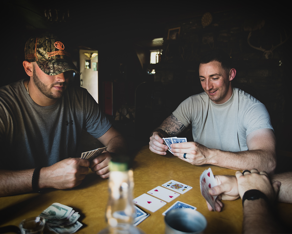 TCArmsCo's tweet photo. What do you do to pass the time back at camp? #tcarms #peopleoftc #whosin #huntingbuddies #cardgames #poker #hunting #camping #atcamp #inthewoods #roughinit #metime #cantwaittogohunting #thehuntneverends https://t.co/yohEbUN4kF