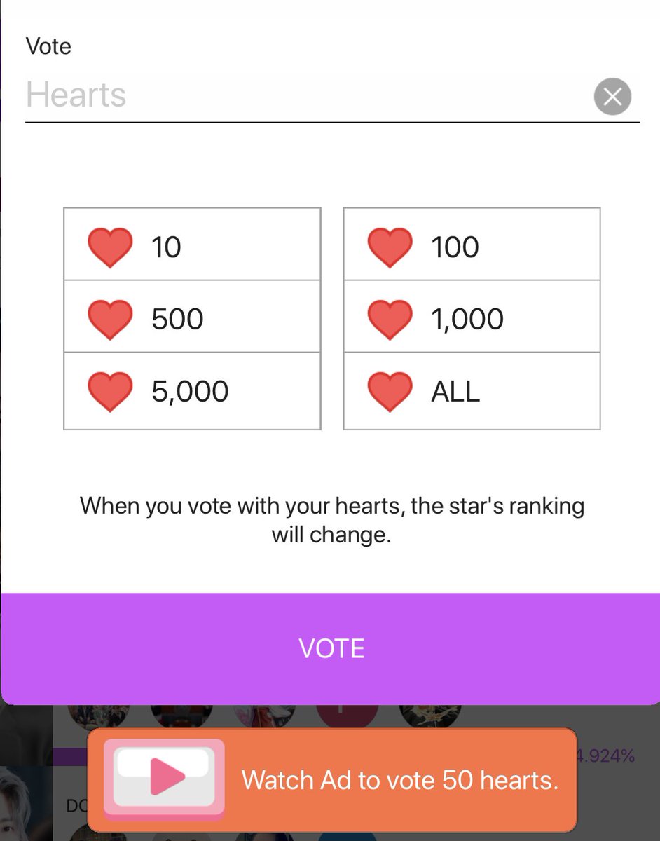 K-pop Starpic: This one, you can just watch unlimited ads to vote for Jooheon directly in the poll. The more ads, the more votes it gives you. Can also pay or color to collect hearts to vote.  @OfficialMonstaX