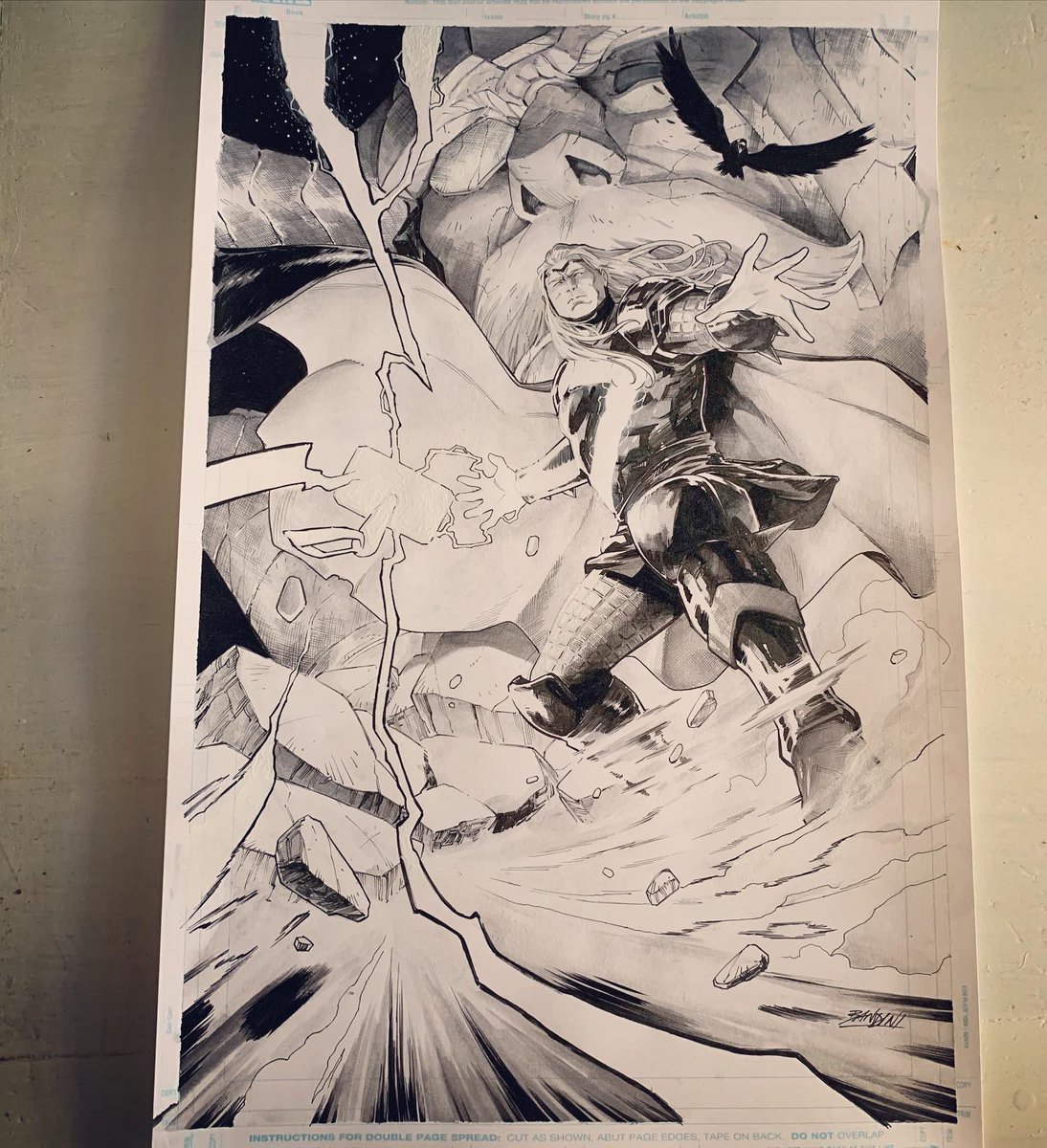 Michele_Bandini's tweet photo. Thor 2020 quality cover commission. I love the work of Nic Klein on this series and I was more than happy when the customer asked me this version of Thor.
Inks, ink wash and acrylic white on a 11”x17” marvel paper.
.
.
.
#thor #thor2020 #marvel #marvelcomics #godofthunder https://t.co/LqOQKUZMFS