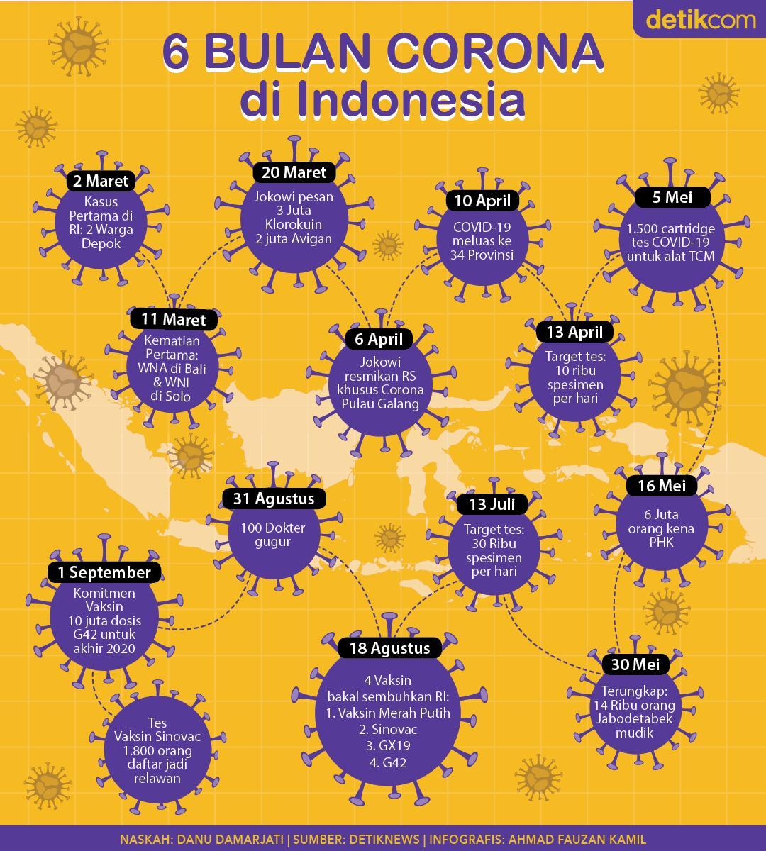 #Infografis Setengah tahun sudah COVID-19 berjangkit di Indonesia. Ini catatan virus Corona sejak awal kemunculannya! #VirusCorona #CoronaIndonesia
