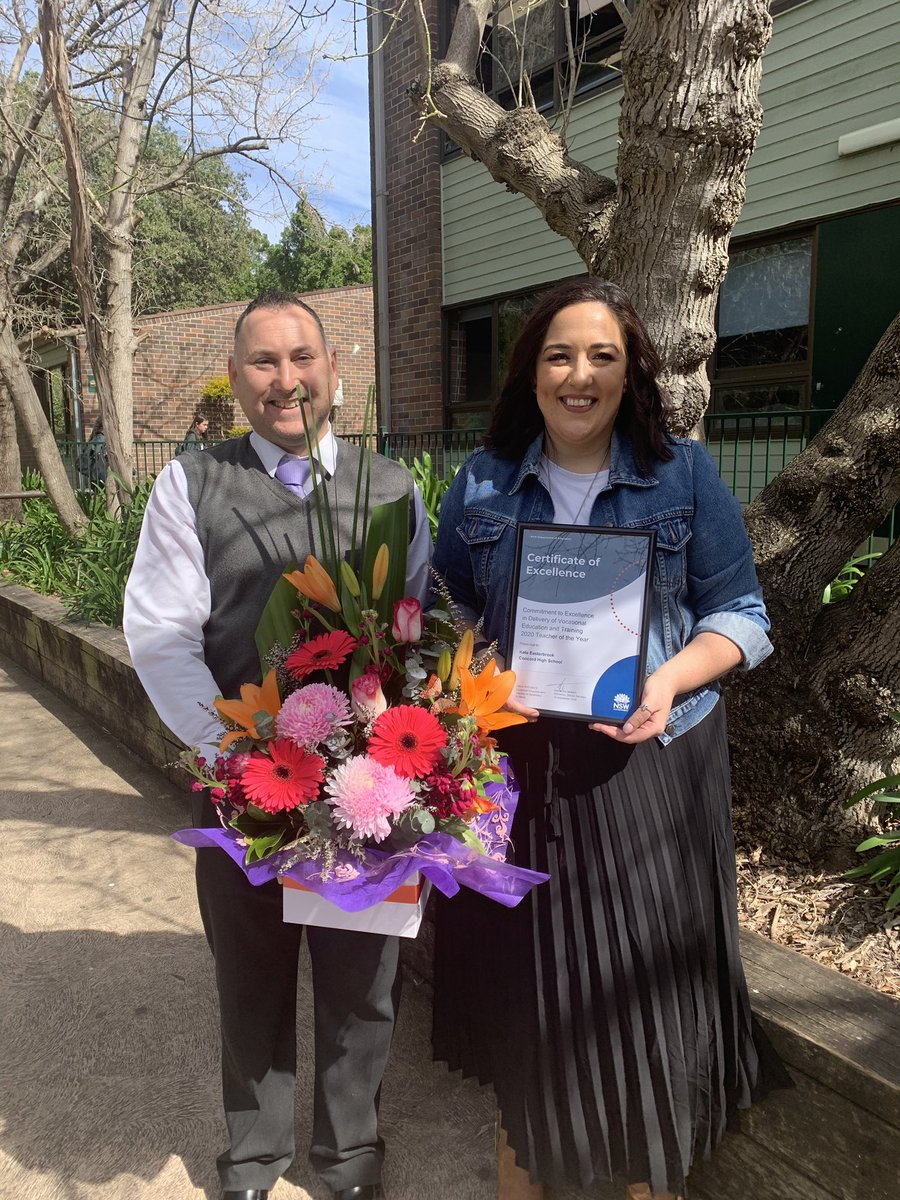 The CHS community along with @mserafim1 congratulated @MrsKEasterbrook and year 12 student for receiving VET teacher of the year AND VET student of the year! What an outstanding achievement. We are very proud!!