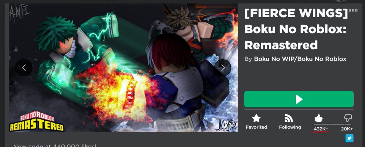 Boku No Roblox On Twitter 430k Likes Code Is Released Code Sh1garaki Next Code At 440k Likes - boku no roblox remastered twitter codes