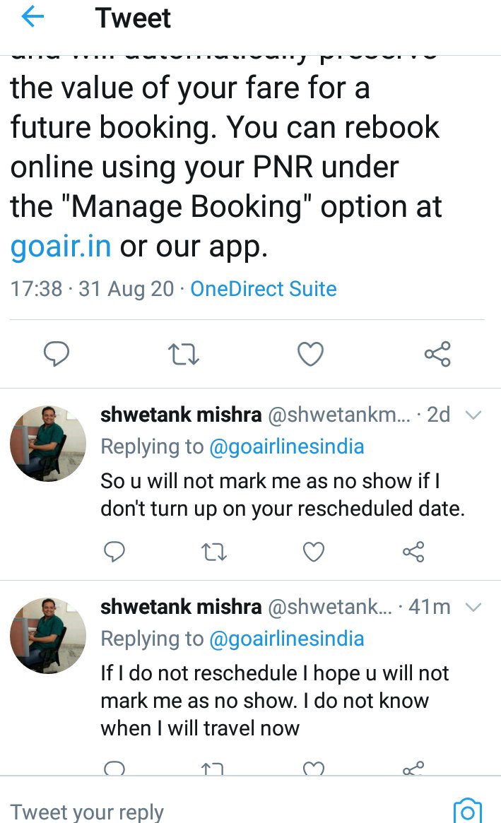 shwetankmishra's tweet image. @goairlinesindia no response to my reply to your response. What should I understand. Manage booking only has option if cancel and change and it is deducting my entire money. #nonresponsive @goairlinesindia  see pic
