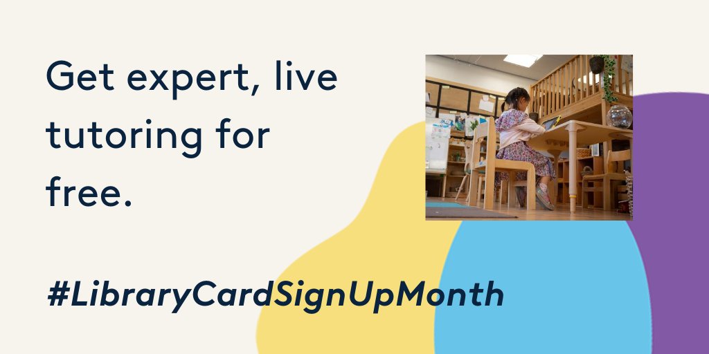 Tutoring, without the expensiveness. Use your Library card to get expert tutoring, study guides, and more!  http://bit.ly/2bJU2R5  #LibraryCardSignUpMonth