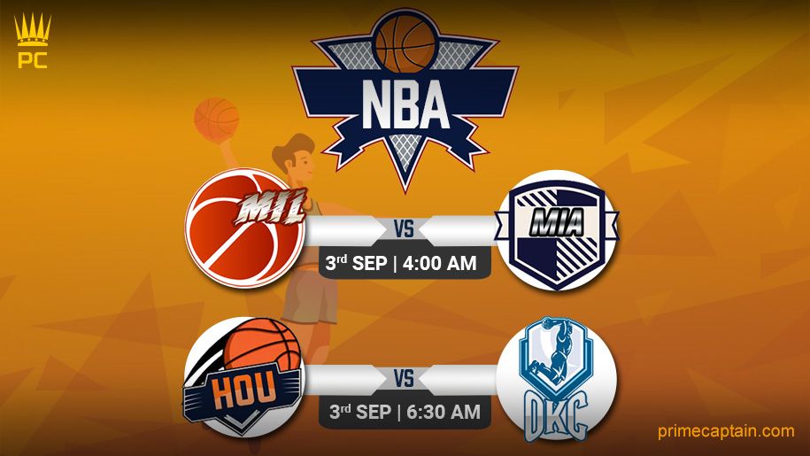 PrimeCaptain1's tweet photo. 🏀Basketball League🏀
MIL vs MIA | 3rd Sep | 4:00 AM
HOU vs OKC | 3rd Sep | 6:30 AM

Create your #PrimeTeam and join the contest now!
https://t.co/vq5qur015o
.
.
#PrimeCapatin #Basketball #FantasyBasketball #FantasySports #Sports https://t.co/eGZEkGaGZW