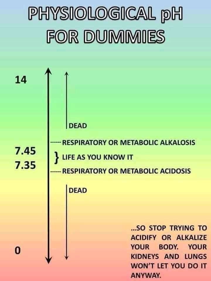 No se puede cambiar el pH de tu cuerpo mediante la comida y, por lo tanto, las dietas basadas en este principio son un timo. El pH del cuerpo se regula solo a través de tus pulmones y riñones.