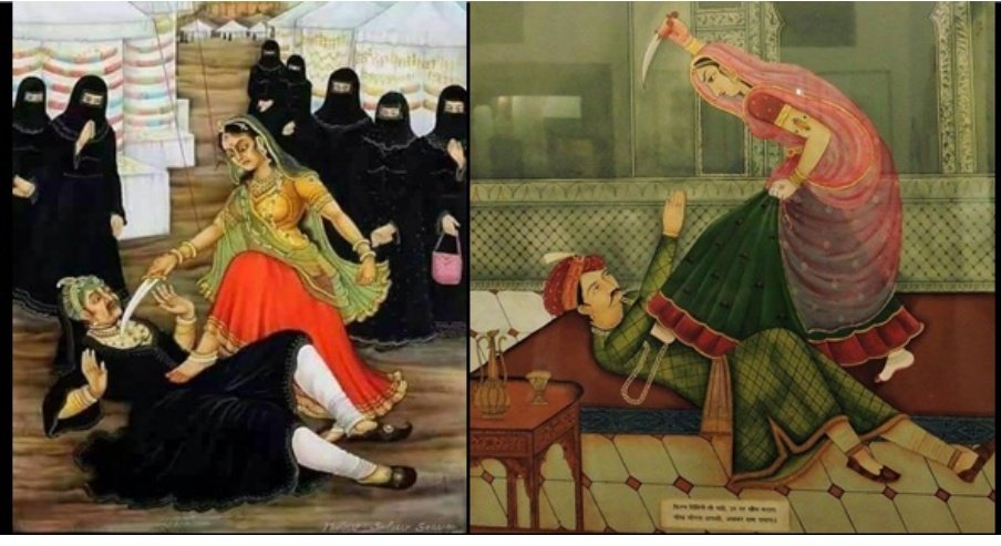 Now coming to your favourite Akbar.This painting is of Rani Kiran devi Rathore displayed in Jaipur Museum.The brave Rani grounded n humiliated Akbar when he tried to misbehaved with her.Such was your Great Mughal King Akbar.  @SalmanNizami_  @ThePrintIndia