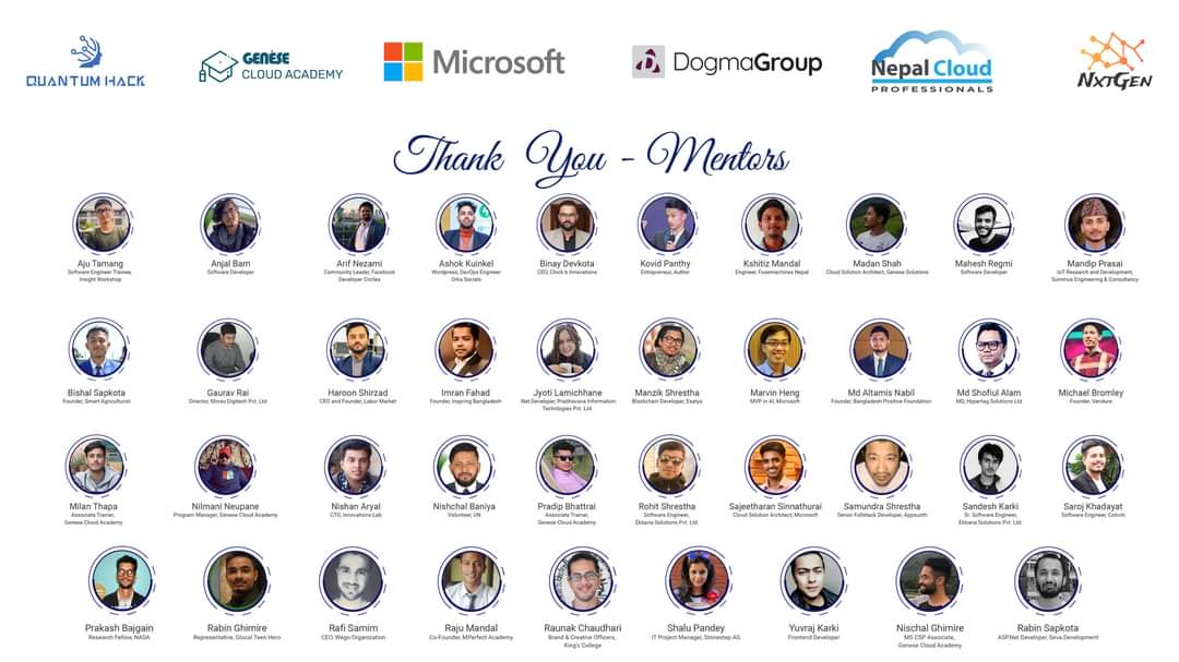 ImranFahadEraz's tweet image. Good to be a mentor of Quantum Hack in Nepal. 

#quantumhack #nepalcloudpro #genesecloudacademy #dogmagroup #microsoft #un #digitalevent
