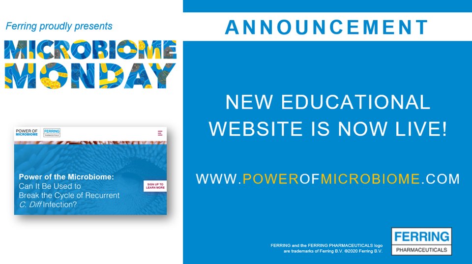Ferring USA 🇺🇸 (@FerringUSA) Tweeted:
We’re thrilled to announce the launch of a NEW educational website about the Power of the #Microbiome! Click to learn more: bit.ly/2EcLX8E #FerringMicrobiome #PowerofMicrobiome #cdiff  twitter.com/FerringUSA/sta…