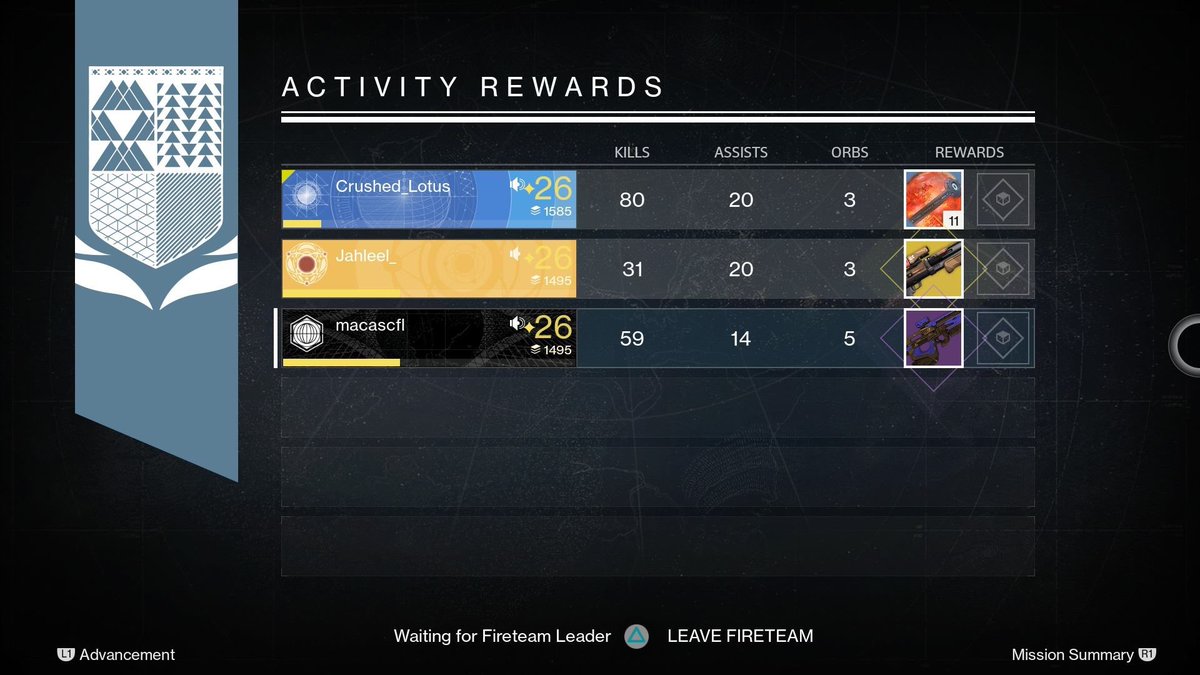 Bring 👏 back 👏 post 👏 activity 👏 loot 👏 screens 👏👏

#Destiny