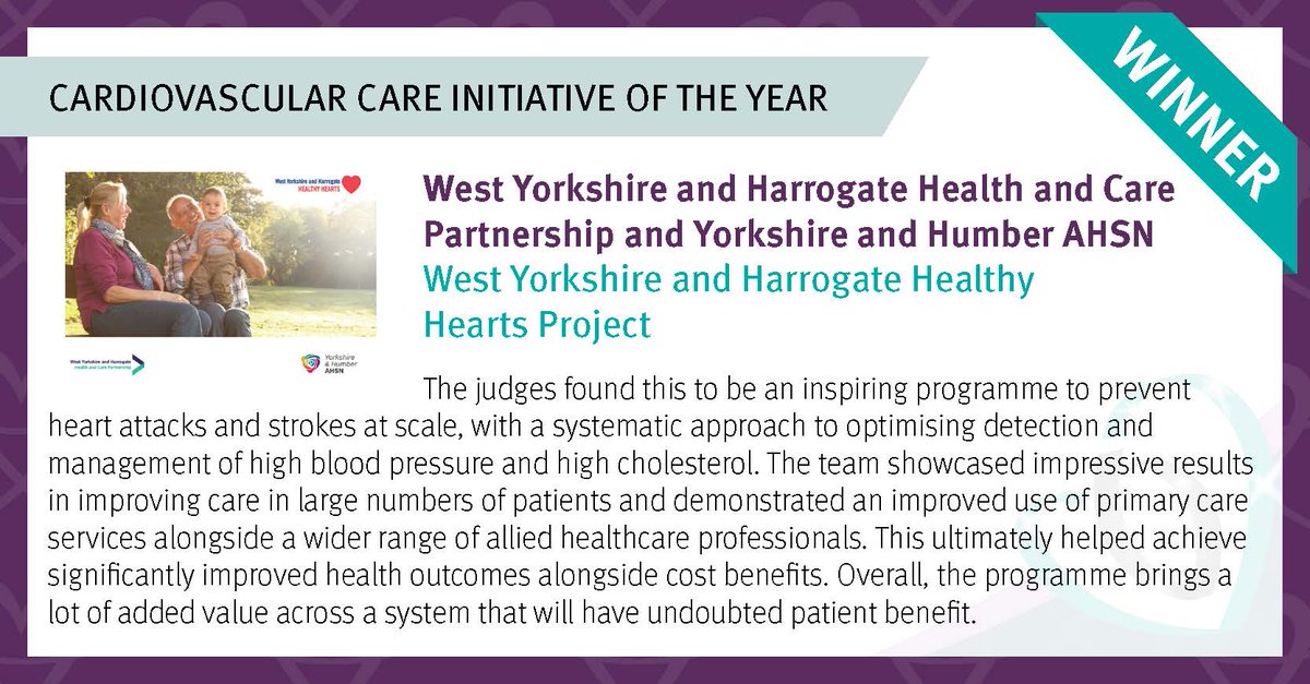 HSJ_Awards's tweet photo. Drum roll please…the WINNER of the #HSJValue Awards 2020 Cardiovascular Care Initiative of the Year is @WYHpartnership a massive congratulations to you all! https://t.co/i5Z3XTlk8B